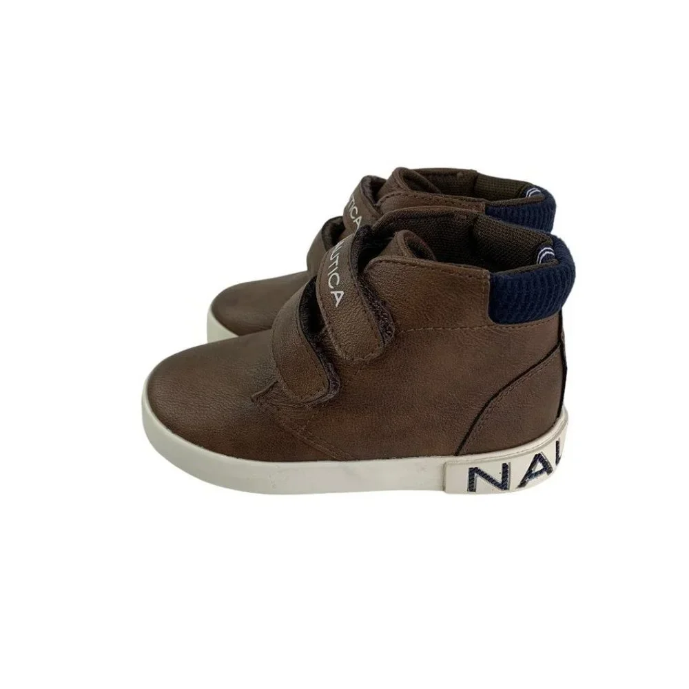 Size 9 Little Kids Nautica Brown Chukka Boots‎ Hook and Loop Closure